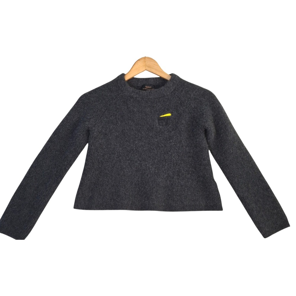 Quince Mongolian Cashmere Fisherman Crewneck Sweater Medium Charcoal Gray